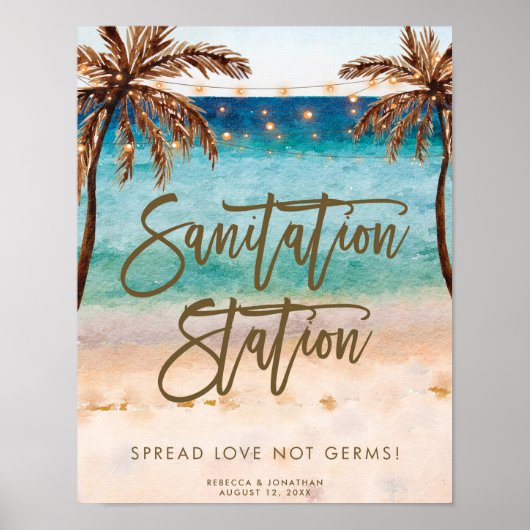 Poster Panneau de station d'hygiène des mains de plage po (Devant)