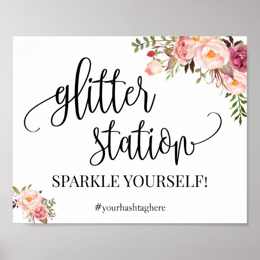 Poster Panneau de station pailleté rose boho chic pour en (Devant)