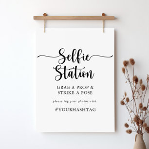 Poster Panneau de station Selfie de calligraphie minimali