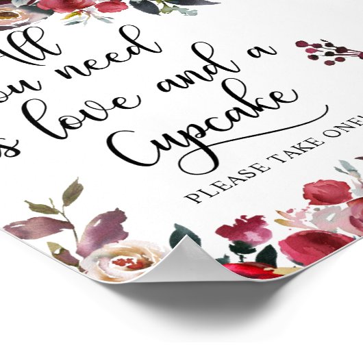 Poster Panneau de support de Cupcake Fête de Mariage (Coin)