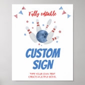 Poster Panneau de table Anniversaire de enfant de Bowling (Devant)