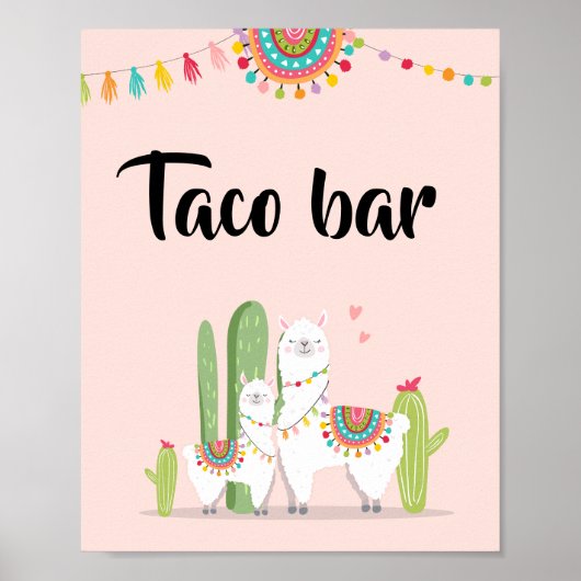 Poster Panneau de table Baby Shower Llama Fiesta Snack Ba (Devant)