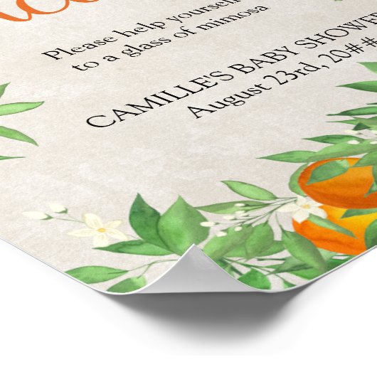 Poster Panneau de table Bienvenue Citrus Orange Mimosa (Coin)