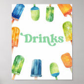 Poster Panneau de table Blue Green Orange Popsicle Party  (Devant)