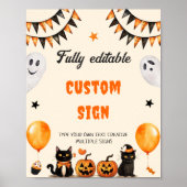 Poster Panneau de table Boo Chat Noir Halloween Party (Devant)