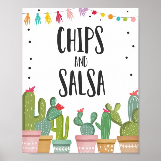 Poster Panneau de table Cactus Nourriture Fiesta Chips et (Devant)
