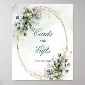 Poster Panneau de table Cartes et Cadeaux Feuillage Vert (Devant)