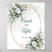 Poster Panneau de table Cartes et Cadeaux Vert Botanique (Devant)