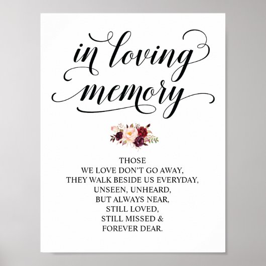 Poster Panneau de table commémoratif de mariage à la mémo (Devant)