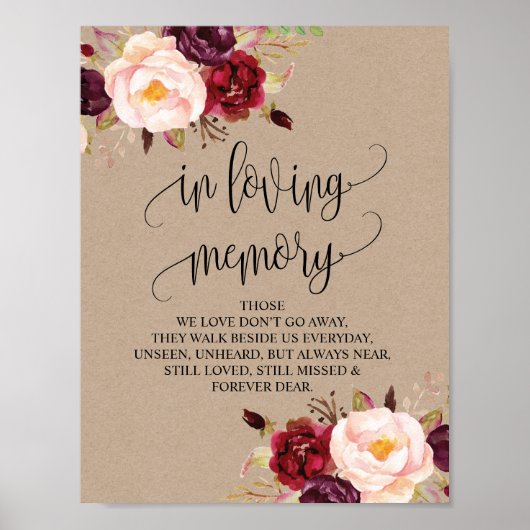 Poster Panneau de table commémoratif de mariage à la mémo (Devant)
