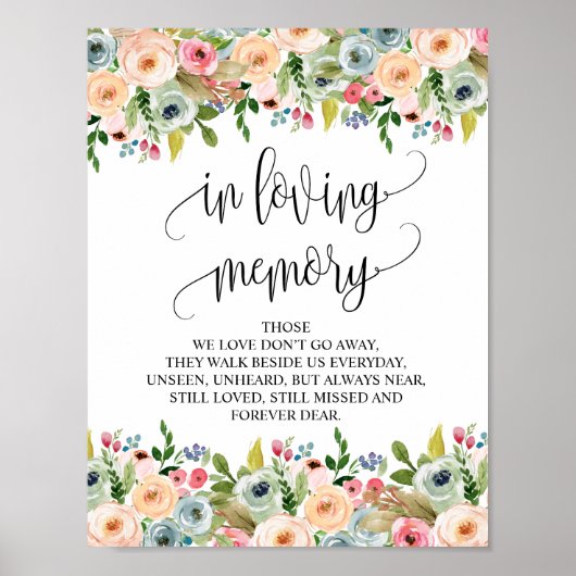 Poster Panneau de table commémoratif de mariage à la mémo (Devant)