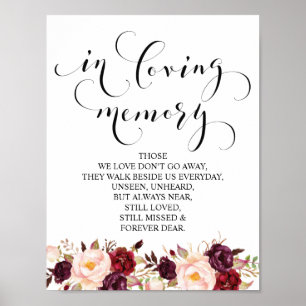 Poster Panneau de table commémoratif de mariage en souven
