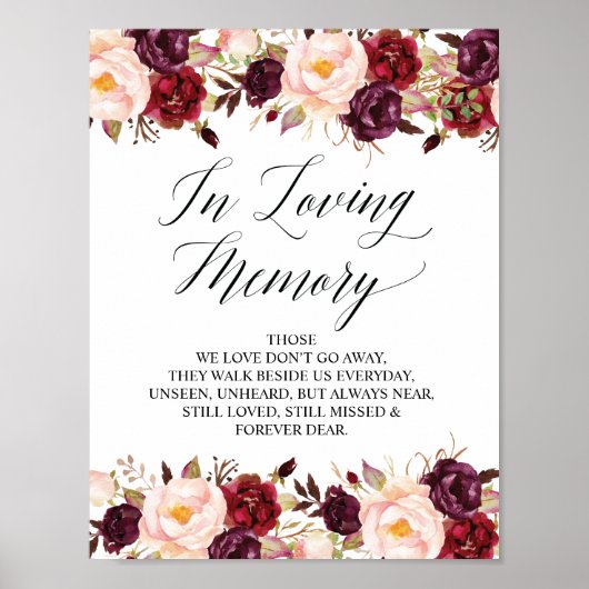 Poster Panneau de table commémoratif de mariage en souven (Devant)