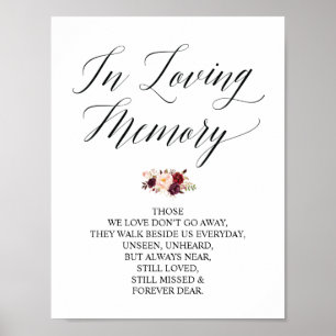 Poster Panneau de table commémoratif de mariage en souven