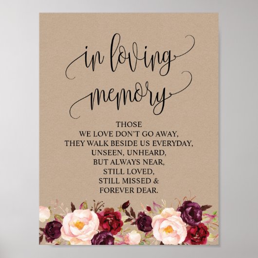 Poster Panneau de table commémoratif de mariage v7 en sou (Devant)