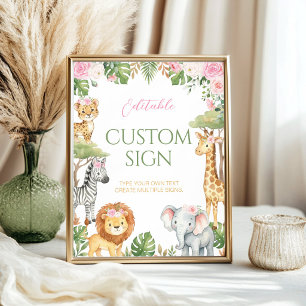 Poster Panneau de table d'anniversaire Animaux de la jung