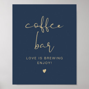 Poster Panneau de table de bar à café moderne Navy & Or C