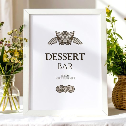 Poster Panneau de table de bar à desserts élégant avec él
