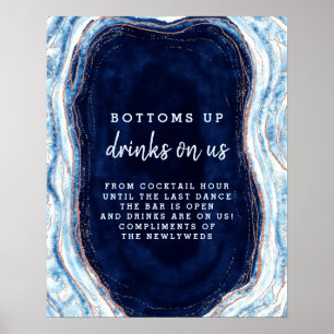 Poster Panneau de table de bar ouvert en or rose bleu sap