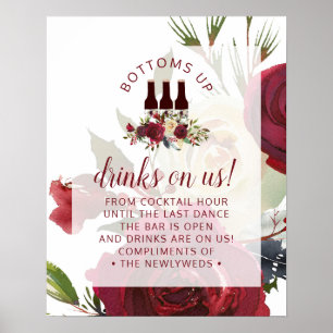 Poster Panneau de table de bar ouvert pour mariage d'hive