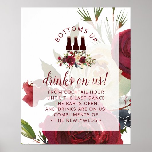 Poster Panneau de table de bar ouvert pour mariage d'hive (Devant)