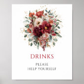 Poster Panneau de table de boissons de fleurs d'automne b (Devant)