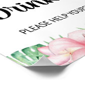 Poster Panneau de table de boissons Fleurs roses tropical (Coin)
