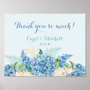 Poster Panneau de table de cadeaux de mariage Hydrangeas