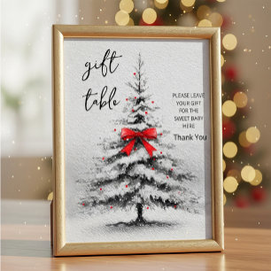 Poster Panneau de table de cadeaux pour Baby Shower d'hiv