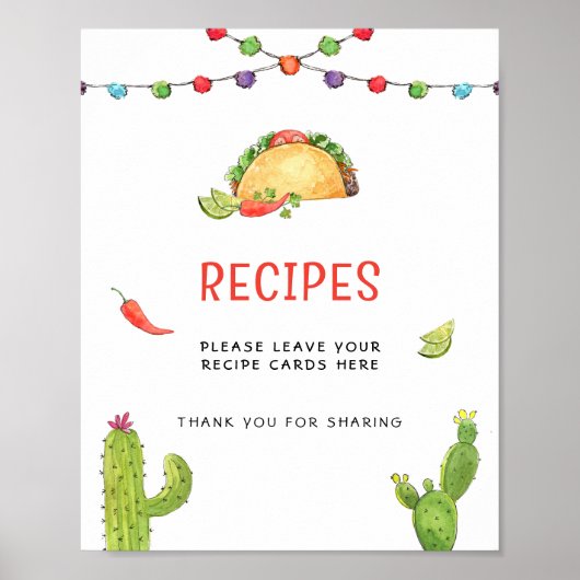 Poster Panneau de table de carte de recette de tacos mexi (Devant)
