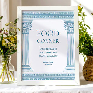 Poster Panneau de table de coin repas en bleu