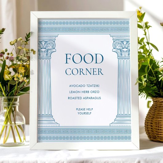 Poster Panneau de table de coin repas en bleu