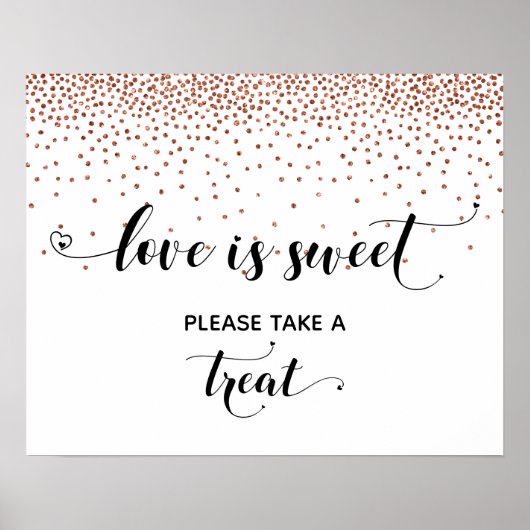 Poster Panneau de table de dessert d'amour Cœurs & Cuivre (Devant)
