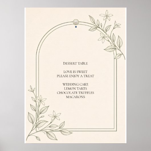Poster Panneau de table de dessert de mariage botanique d (Devant)