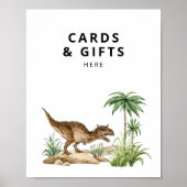 Poster Panneau de table de dinosaure jurassique aquarelle (Devant)
