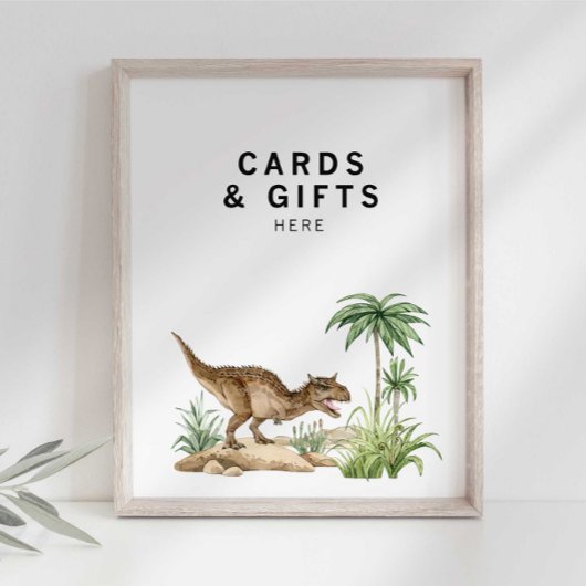Poster Panneau de table de dinosaure jurassique aquarelle
