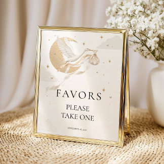 Poster Panneau de table de faveur de Baby Shower élégant