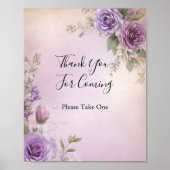 Poster Panneau de table de faveur de mariage floral viole (Devant)