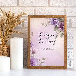 Poster Panneau de table de faveur de mariage floral viole