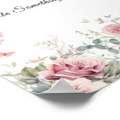 Poster Panneau de table de faveur de papillon floral blan (Coin)