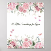 Poster Panneau de table de faveur de papillon floral blan (Devant)