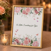 Poster Panneau de table de faveur de papillon floral blan