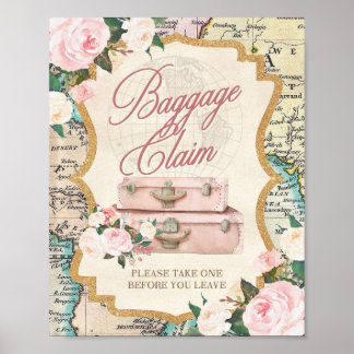 Poster Panneau de table de faveurs THÈME VOYAGE RÉCLAMATI