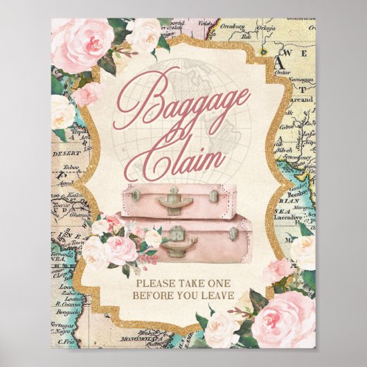 Poster Panneau de table de faveurs THÈME VOYAGE RÉCLAMATI (Devant)