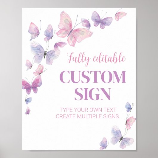 Poster Panneau de table de fête d'anniversaire papillon (Devant)