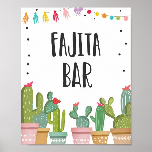 Poster Panneau de table de fête de bar à fajitas Cactus (Devant)