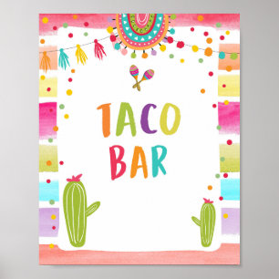 Poster Panneau de table de fête mexicaine Taco Bar Cactus