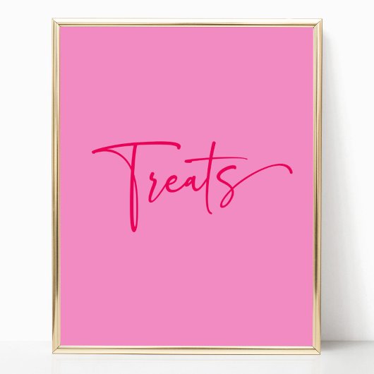 Poster Panneau de table de friandises rose chaud élégant 