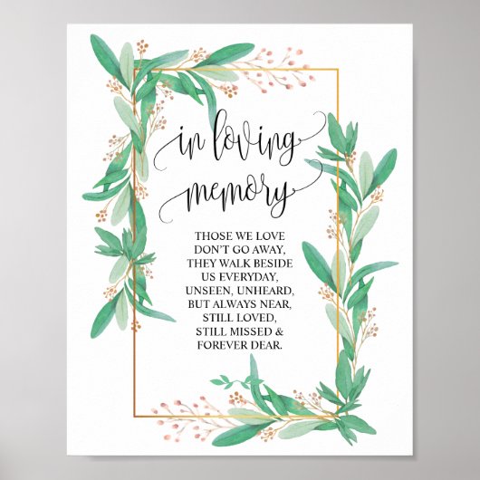 Poster Panneau de table de mariage à la mémoire v1 (Devant)