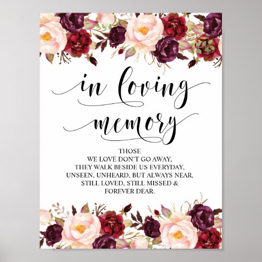 Poster Panneau de table de mariage à la mémoire v22 (Devant)